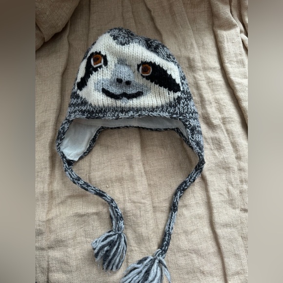 VIVE BIEN kids WOOL Sloth HAT Arts Of Equador Fleece Lined Girls Boys UNISEX - Picture 1 of 8